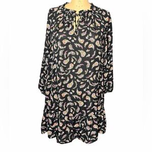 Old Navy Black Paisley Long Sleeve Dress